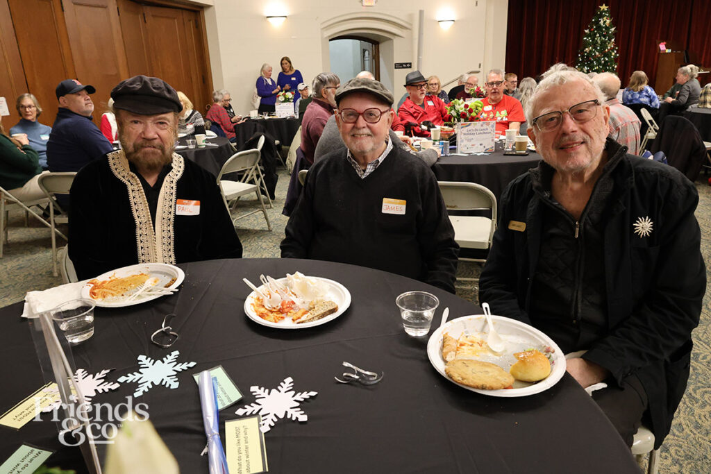 happy older men at Friends & Co queer holiday luncheon for older adults in the Twin Cities 2025