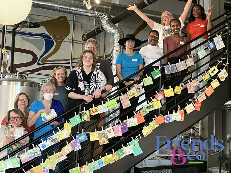 Local volunteers hand making cards with Friends & Co (Formerly Little Brothers Friends of the Elderly Twin Cities) at Dual Citizen Brewing Company