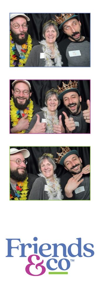 a group of three friends in photobooth at Friends By Your Side fundraiser by Friends & Co
